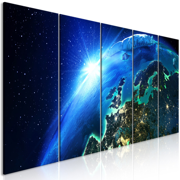 Canvas Print Blue Planet (5-part) narrow - colorful landscape of the world from space 128832 additionalImage 2