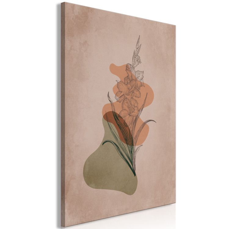 Canvas Gladiolus (1-part) vertical - abstract flower in boho motif 129332 additionalImage 2