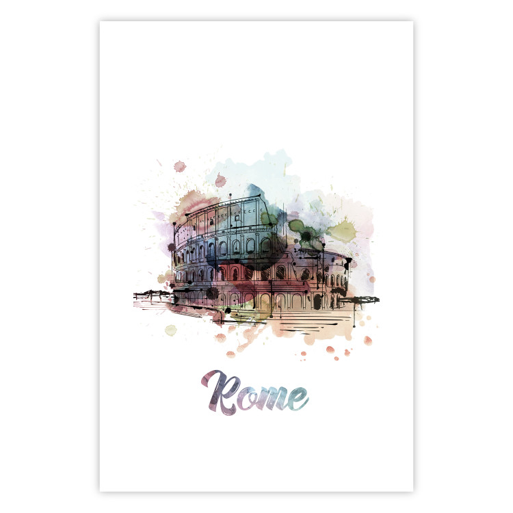 Poster Rainbow Colosseum - colorful architecture of Rome and text against white background 129432 additionalImage 15