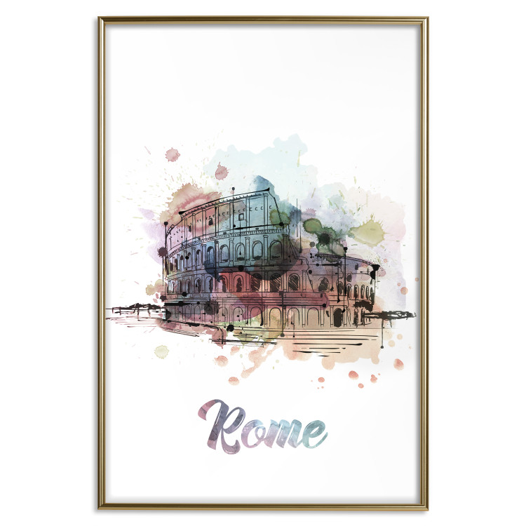 Poster Rainbow Colosseum - colorful architecture of Rome and text against white background 129432 additionalImage 16