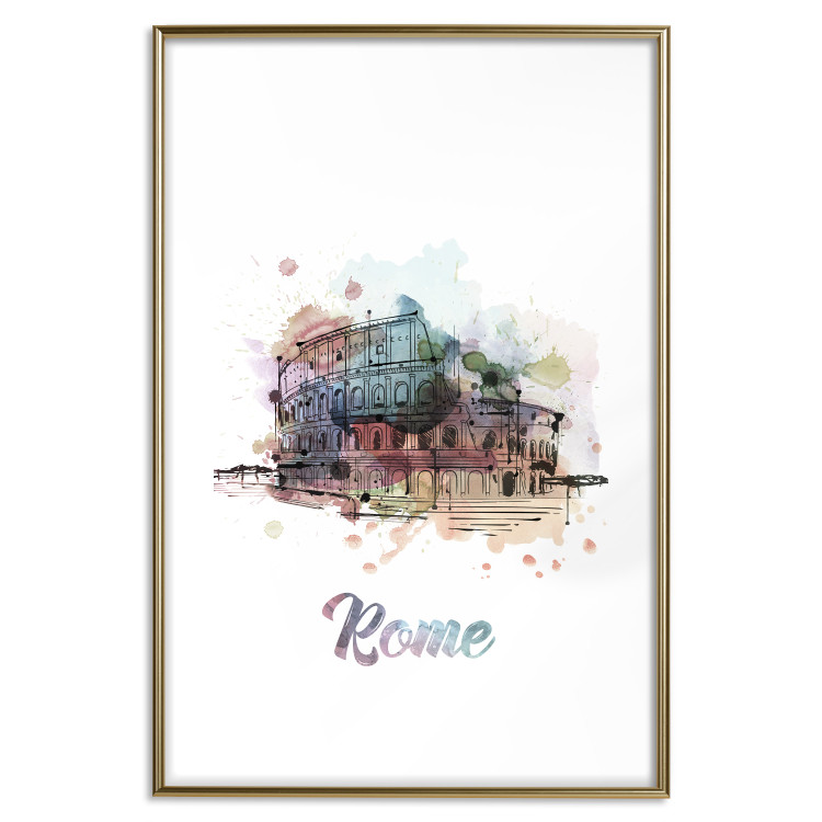 Poster Rainbow Colosseum - colorful architecture of Rome and text against white background 129432 additionalImage 19
