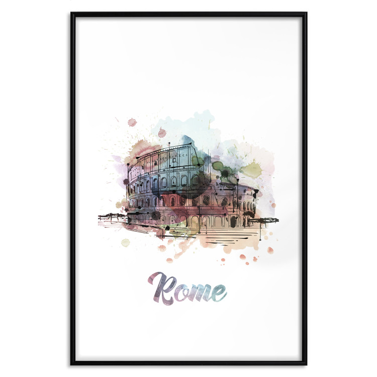 Poster Rainbow Colosseum - colorful architecture of Rome and text against white background 129432 additionalImage 20