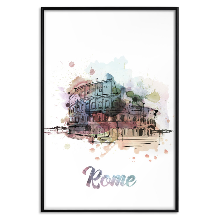 Poster Rainbow Colosseum - colorful architecture of Rome and text against white background 129432 additionalImage 18