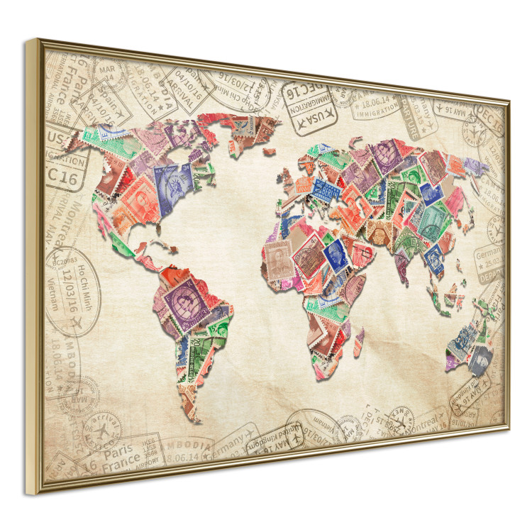 Wall Poster Travel Souvenirs - world map created from souvenir postcards 129832 additionalImage 12