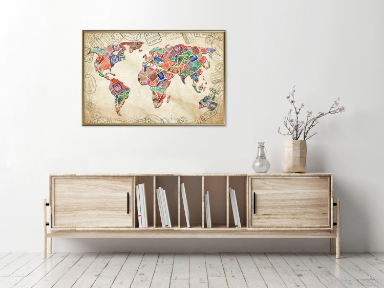 Wall Poster Travel Souvenirs - world map created from souvenir postcards 129832 additionalImage 7