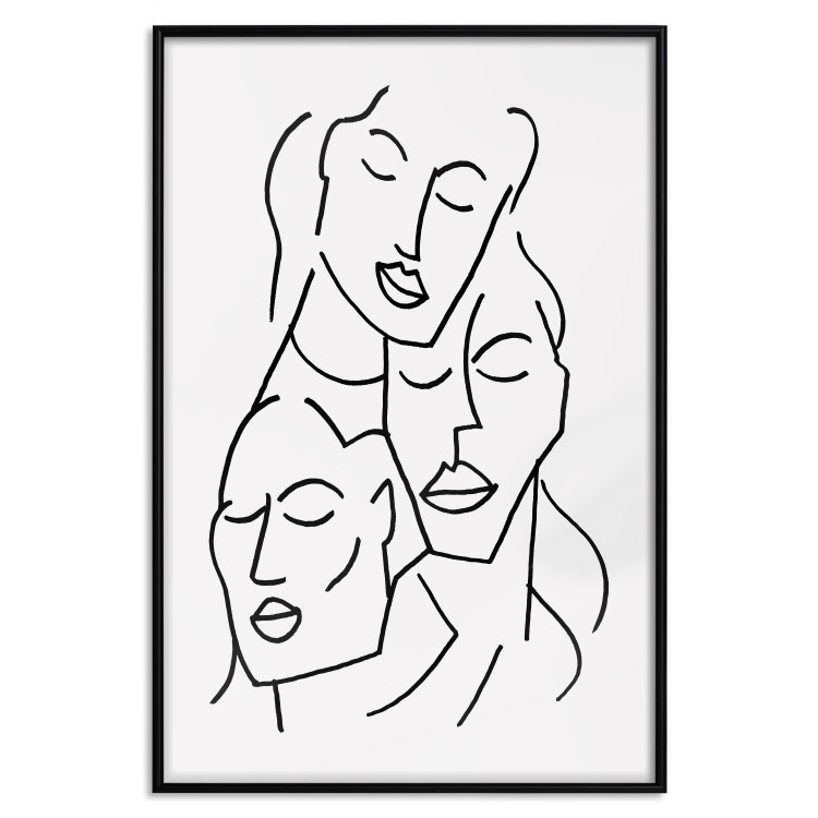 Wall Poster Three Faces - black line art of character faces on a solid gray background 130832 additionalImage 18