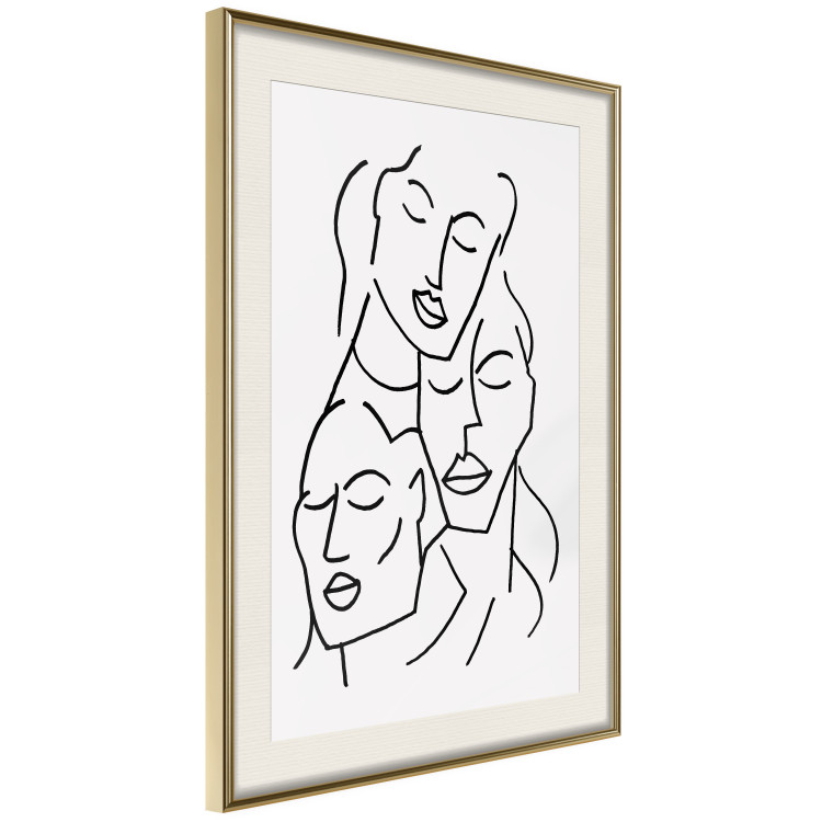 Wall Poster Three Faces - black line art of character faces on a solid gray background 130832 additionalImage 3