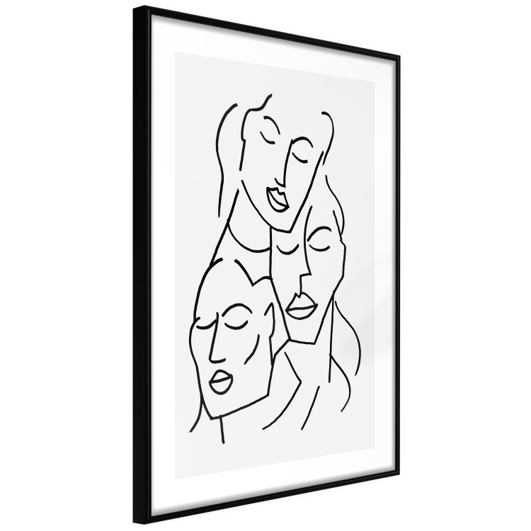 Wall Poster Three Faces - black line art of character faces on a solid gray background 130832 additionalImage 2