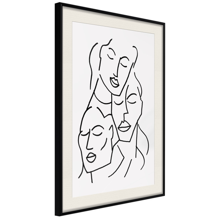 Wall Poster Three Faces - black line art of character faces on a solid gray background 130832 additionalImage 5