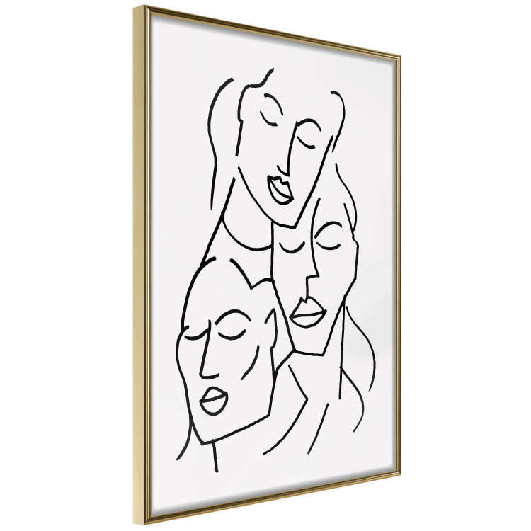 Wall Poster Three Faces - black line art of character faces on a solid gray background 130832 additionalImage 9