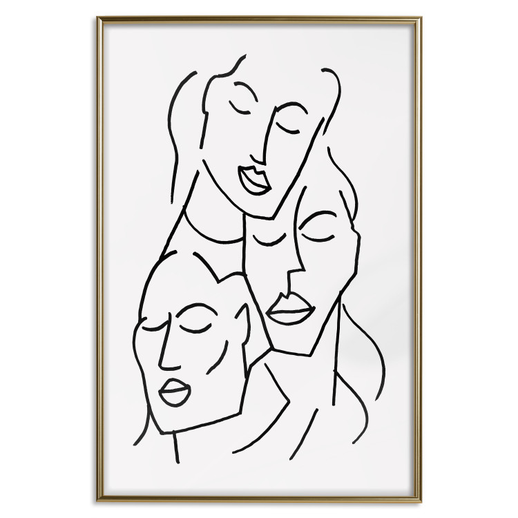 Wall Poster Three Faces - black line art of character faces on a solid gray background 130832 additionalImage 21