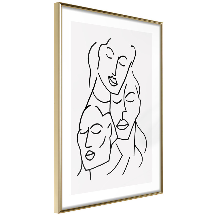 Wall Poster Three Faces - black line art of character faces on a solid gray background 130832 additionalImage 4