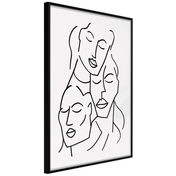 Wall Poster Three Faces - black line art of character faces on a solid gray background 130832 additionalImage 7