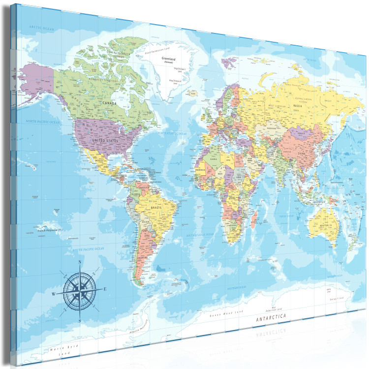 Canvas Print Beauty of the Globe (1-piece) Wide - world map in pastel colors 131532 additionalImage 2