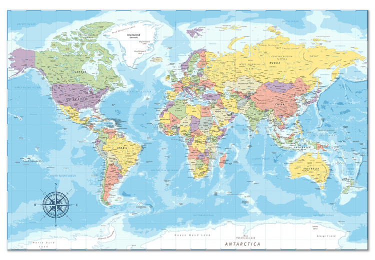 Canvas Print Beauty of the Globe (1-piece) Wide - world map in pastel colors 131532