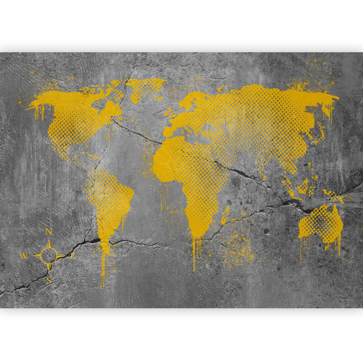 Wall Mural Industrial world - yellow map of the continents on a background with concrete texture 132232 additionalImage 5