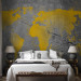 Wall Mural Industrial world - yellow map of the continents on a background with concrete texture 132232 additionalThumb 2