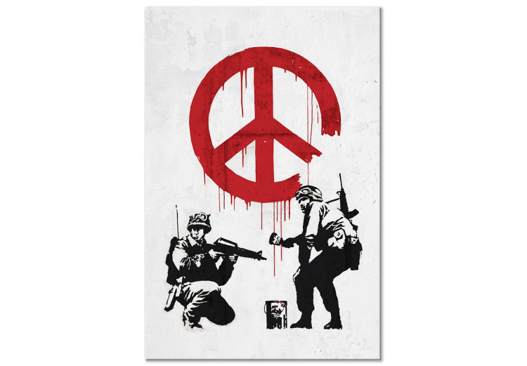 Canvas Print War and Peace (1-piece) Vertical - street art of military people 132432