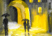 Canvas Print Walk in the rain - city at night with people under umbrellas 135932 additionalThumb 4