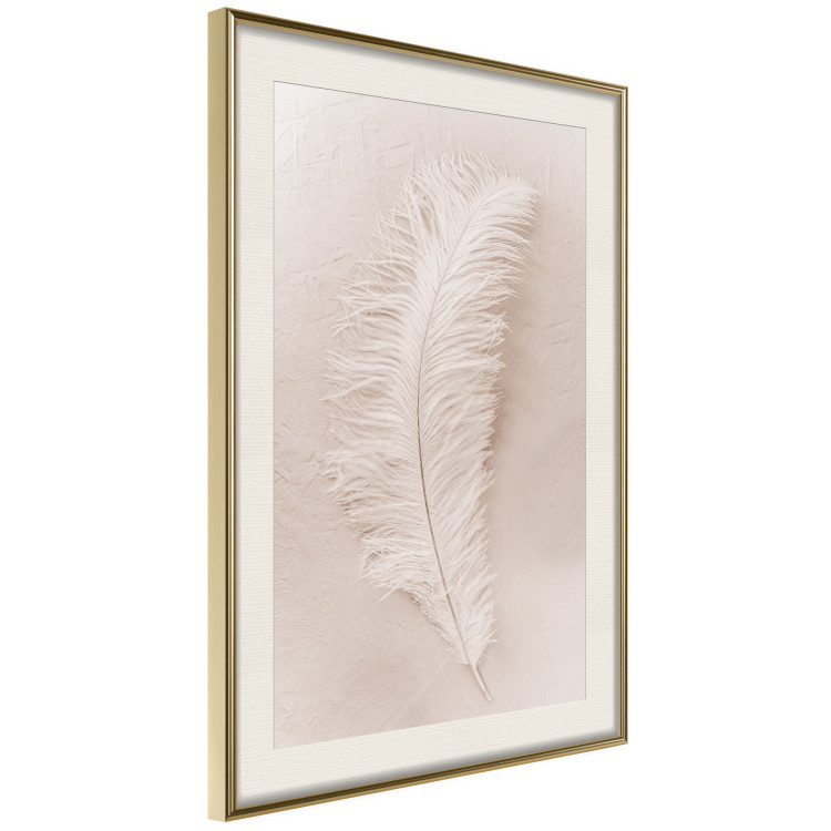 Wall Poster Quiet Memory - simple beige-pink composition with a bird feather 136532 additionalImage 15