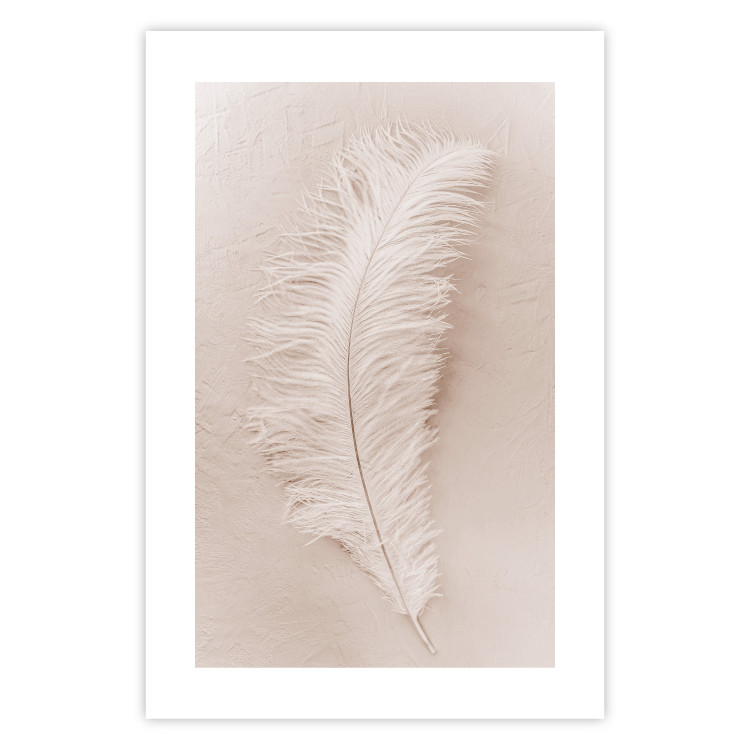 Wall Poster Quiet Memory - simple beige-pink composition with a bird feather 136532 additionalImage 6