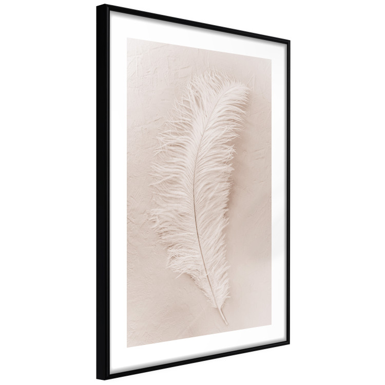 Wall Poster Quiet Memory - simple beige-pink composition with a bird feather 136532 additionalImage 12