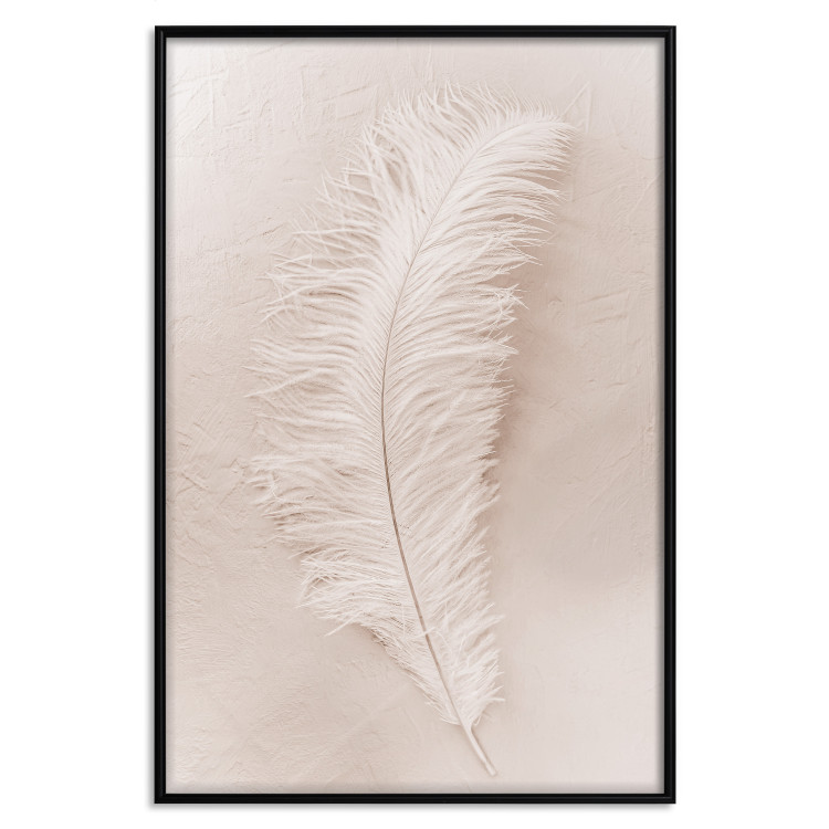 Wall Poster Quiet Memory - simple beige-pink composition with a bird feather 136532 additionalImage 3