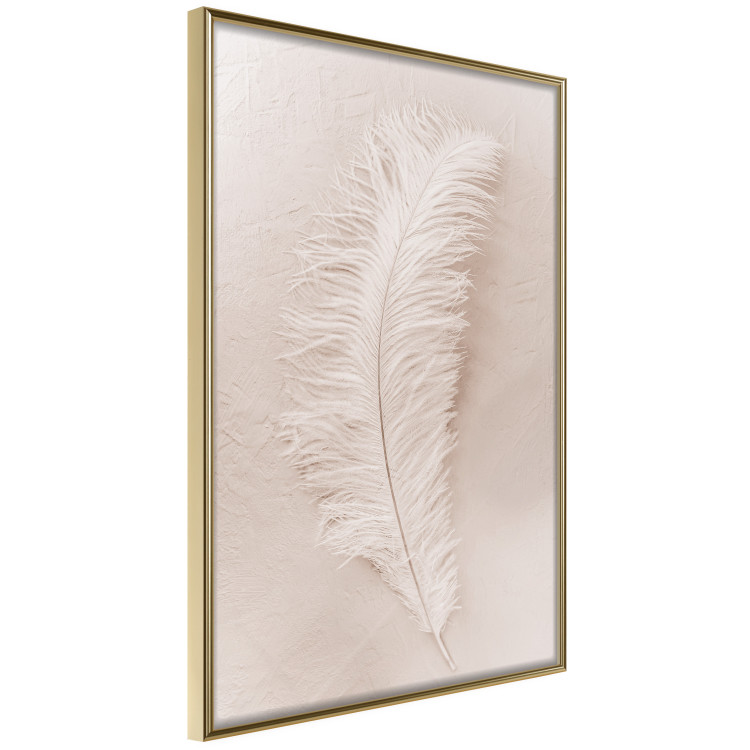 Wall Poster Quiet Memory - simple beige-pink composition with a bird feather 136532 additionalImage 13