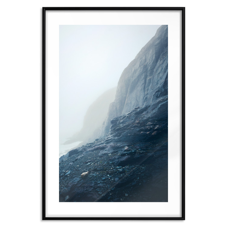 Poster Misty Statue - landscape of rocky cliffs above water in thick fog 138732 additionalImage 16