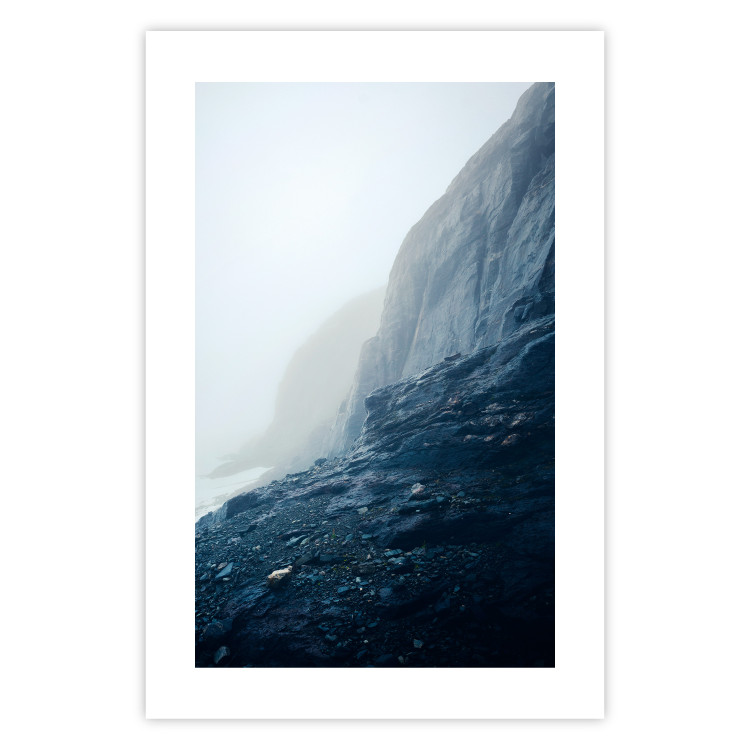 Poster Misty Statue - landscape of rocky cliffs above water in thick fog 138732 additionalImage 26
