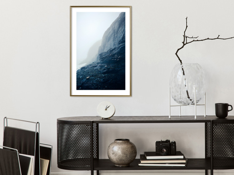 Poster Misty Statue - landscape of rocky cliffs above water in thick fog 138732 additionalImage 13