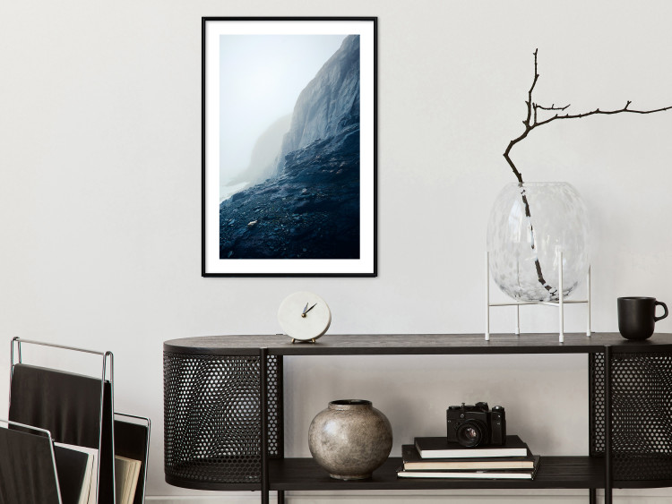 Poster Misty Statue - landscape of rocky cliffs above water in thick fog 138732 additionalImage 11