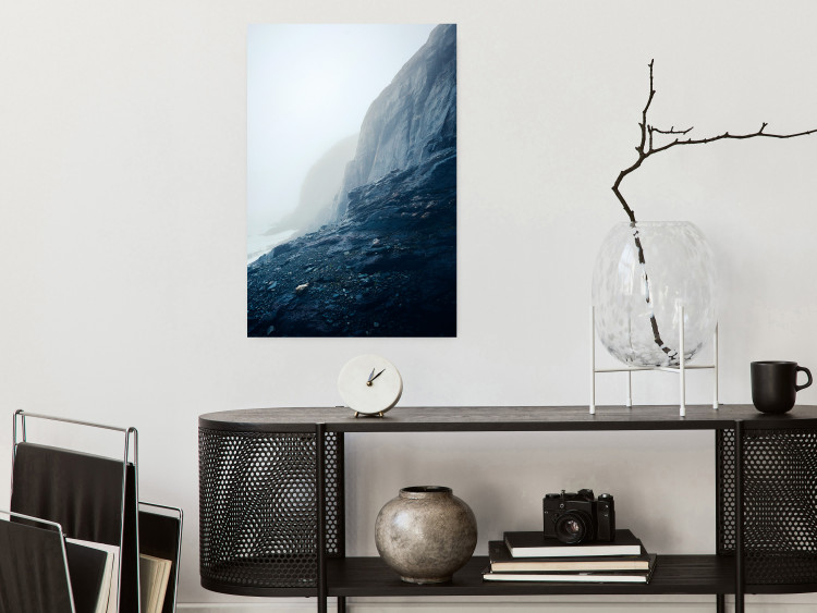 Poster Misty Statue - landscape of rocky cliffs above water in thick fog 138732 additionalImage 9