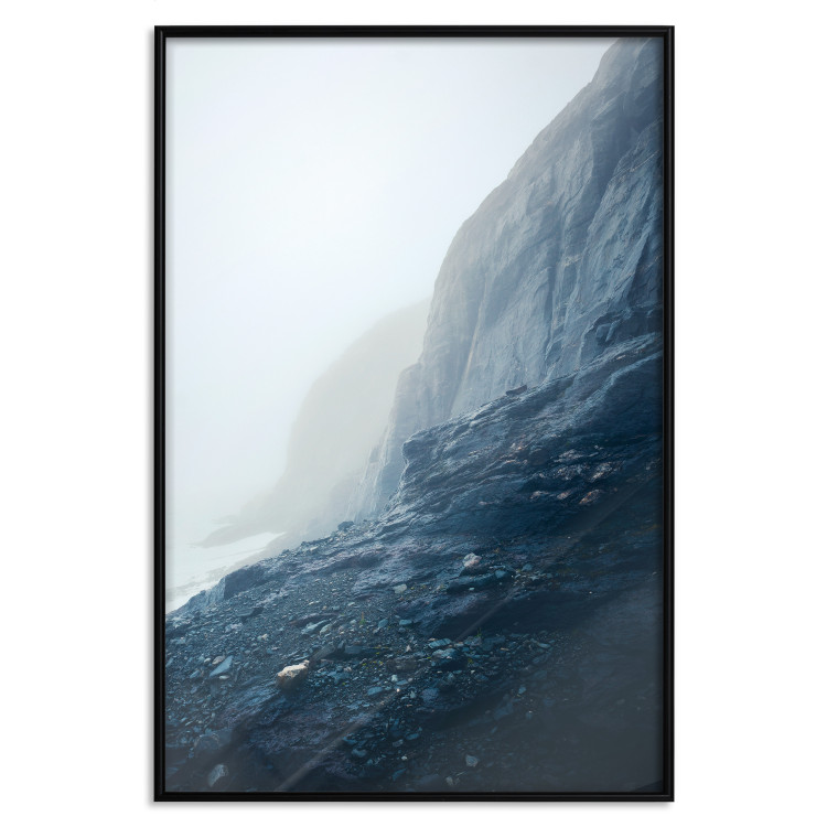 Poster Misty Statue - landscape of rocky cliffs above water in thick fog 138732 additionalImage 24