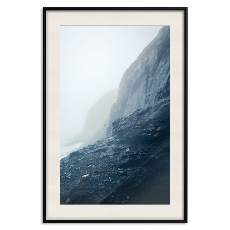 Poster Misty Statue - landscape of rocky cliffs above water in thick fog 138732 additionalImage 17