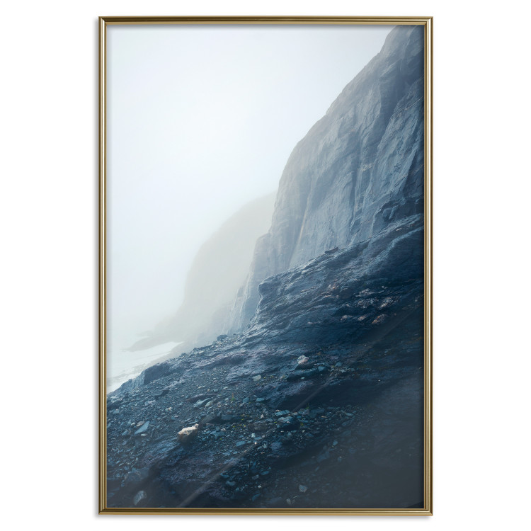 Poster Misty Statue - landscape of rocky cliffs above water in thick fog 138732 additionalImage 18