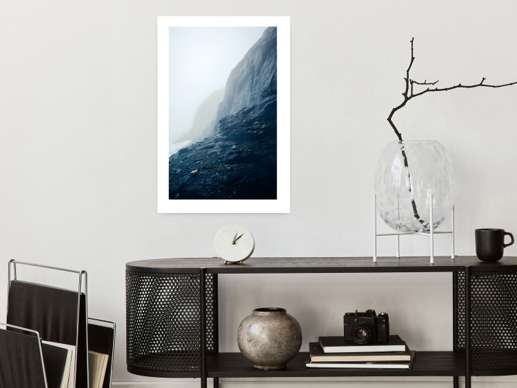 Poster Misty Statue - landscape of rocky cliffs above water in thick fog 138732 additionalImage 12