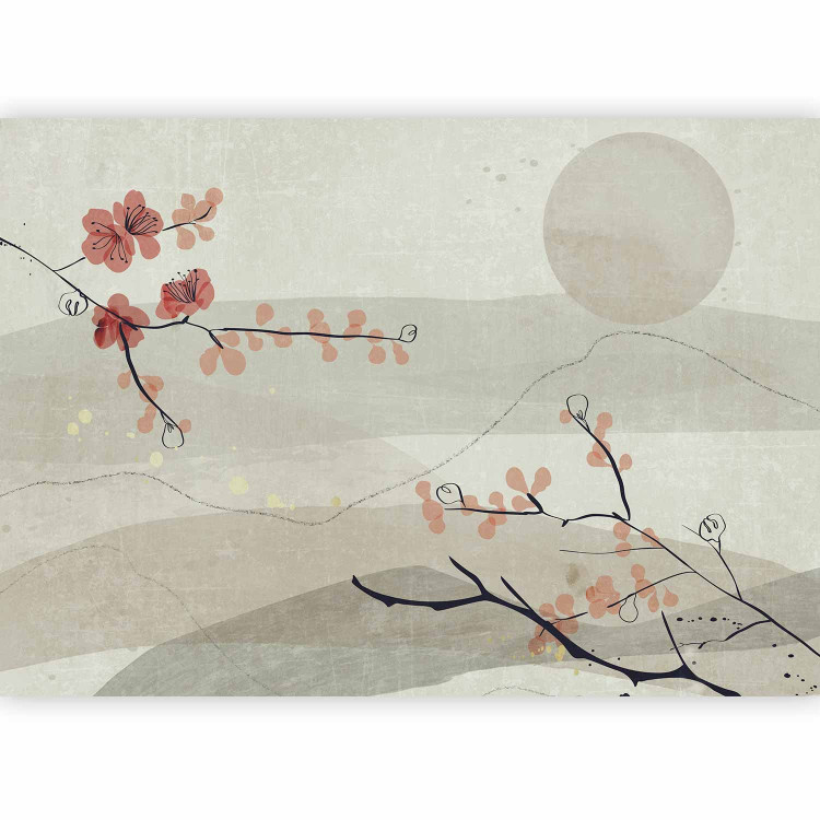Photo Wallpaper Japanese landscape - abstract composition with cherry tree branch and sunshine 142432 additionalImage 1