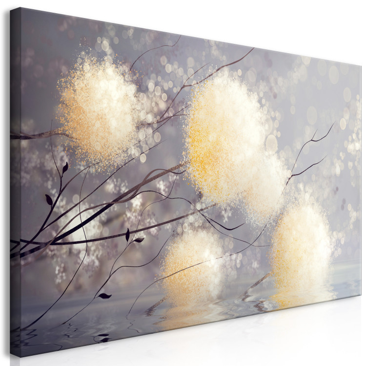 Canvas Warm Autumn (1-piece) Wide - landscape with dandelions on water 143232 additionalImage 2