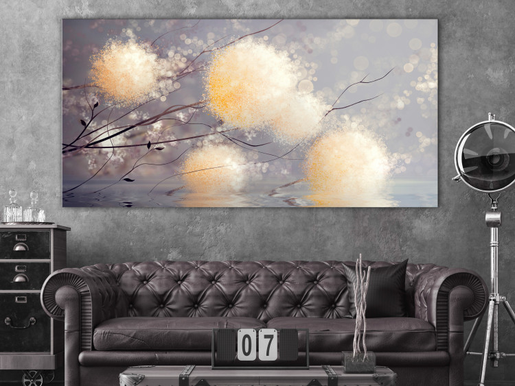 Canvas Warm Autumn (1-piece) Wide - landscape with dandelions on water 143232 additionalImage 3