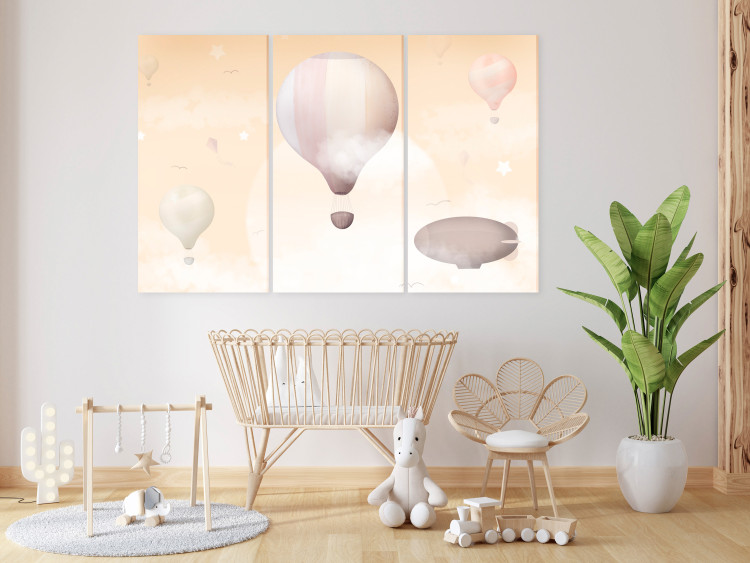 Canvas Print Balloon Sky (3-piece) - colorful landscape amidst clouds for children 143432 additionalImage 3