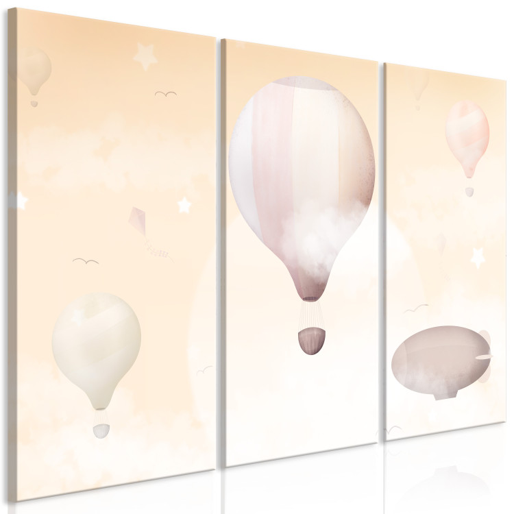 Canvas Print Balloon Sky (3-piece) - colorful landscape amidst clouds for children 143432 additionalImage 2