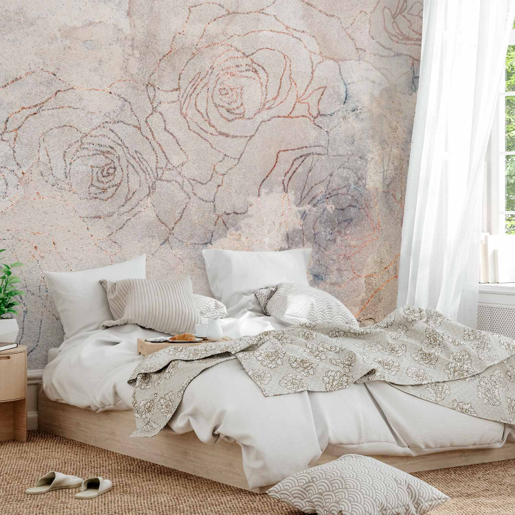 Wall Mural Floral sky - delicate abstraction with flowers and lineart effect 143732 additionalImage 2