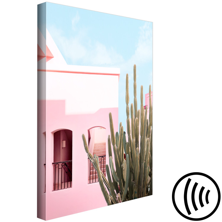 Canvas Miami Cactus (1-piece) - pink architecture in a holiday landscape 144332 additionalImage 6