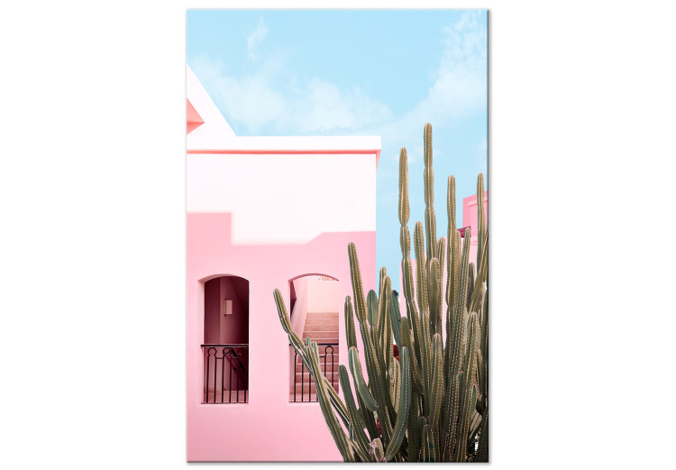 Canvas Miami Cactus (1-piece) - pink architecture in a holiday landscape 144332