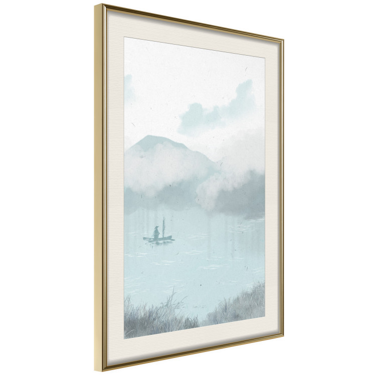 Poster Fishing in the Morning - Small Boat Against the Background of Misty Mountains 146132 additionalImage 11