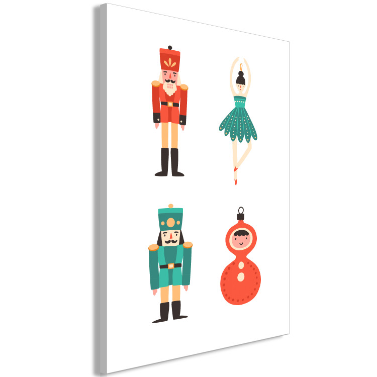 Canvas Art Print Christmas Tree Toys - Toy Soldiers and a Ballerina in Festive Colors 148032 additionalImage 2