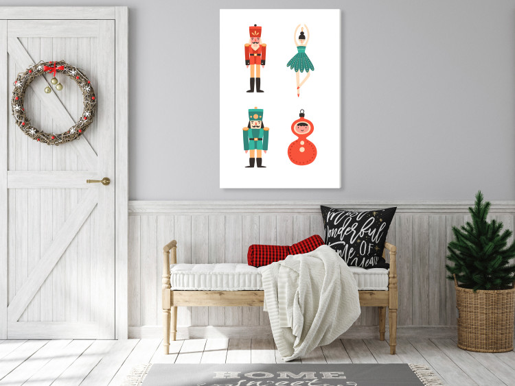 Canvas Art Print Christmas Tree Toys - Toy Soldiers and a Ballerina in Festive Colors 148032 additionalImage 3