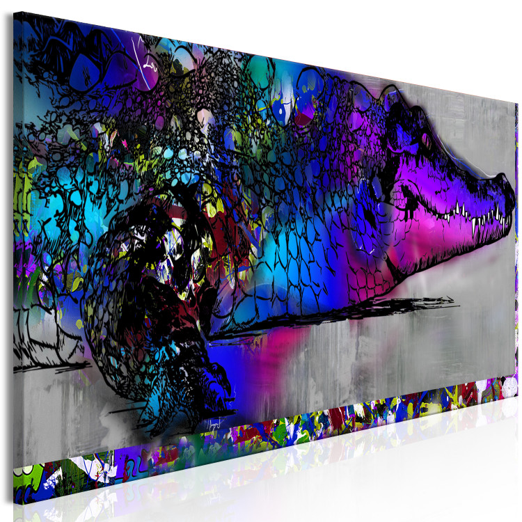 Canvas Print Blue Alligator (1-piece) - abstraction with a colorful animal 148832 additionalImage 2
