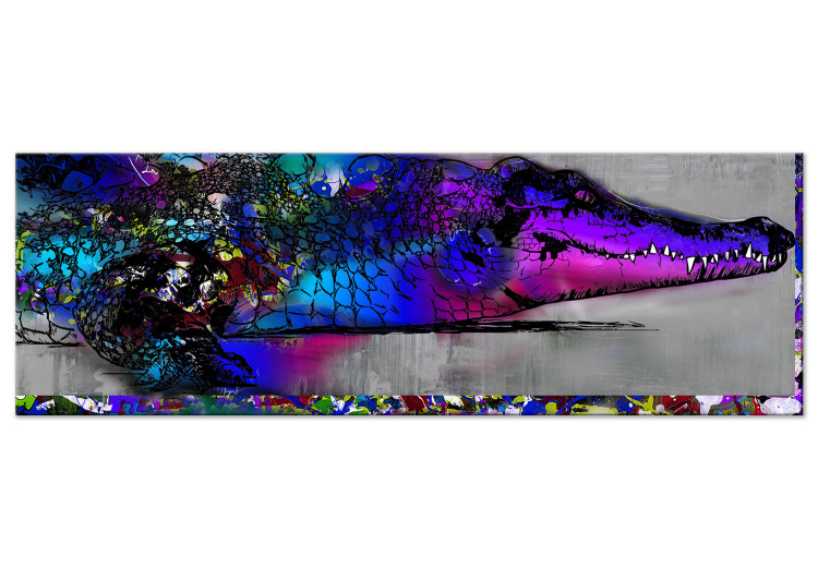 Canvas Print Blue Alligator (1-piece) - abstraction with a colorful animal 148832